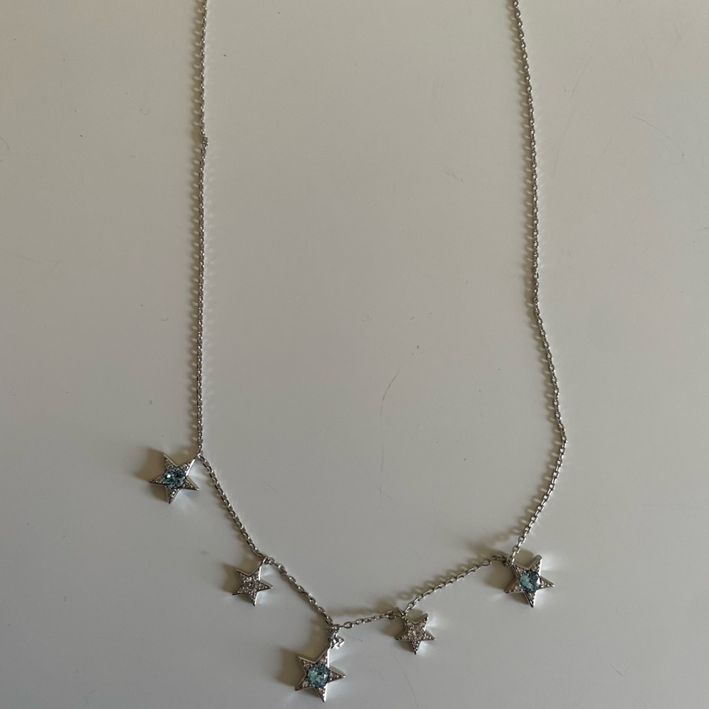 Silver Star Necklace with Blue Accents